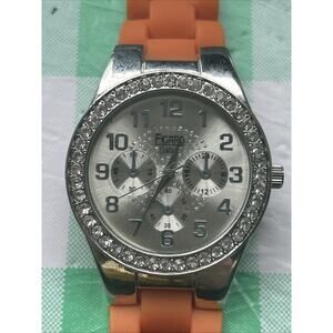 Figaro Silver Tone Orange Band Women’s Quartz Watch
